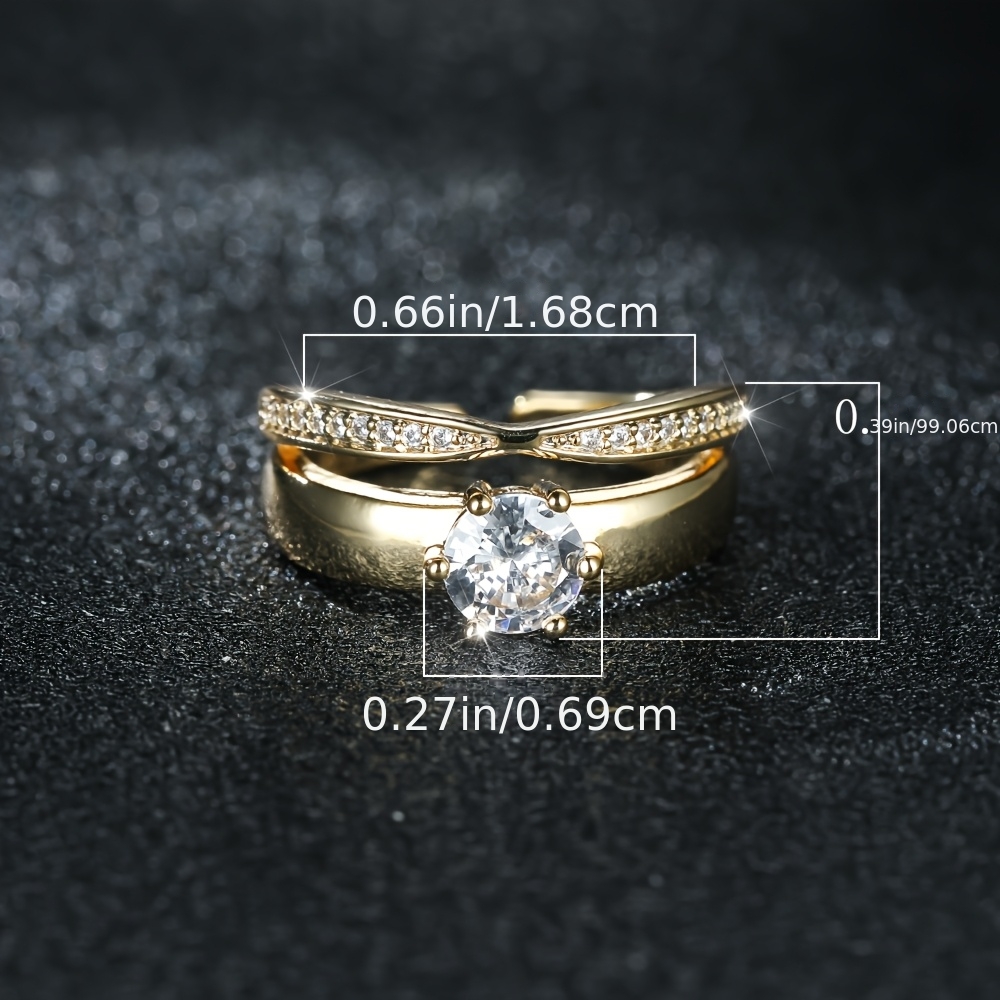 Women's Double-Layer Open Pave Zirconia Ring, Light Luxury